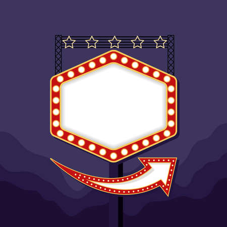 retro Light hexagon figure frame with stars in pole vector illustration designのイラスト素材