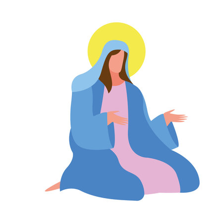 mary virgin manger character icon vector illustration designのイラスト素材