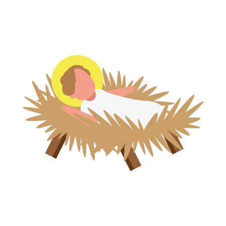 jesus baby little in crib manger character vector illustration designのイラスト素材