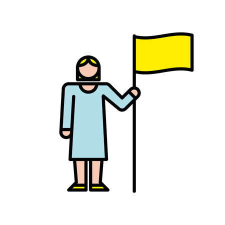 elegant business woman with flag avatar character vector illustration designのイラスト素材