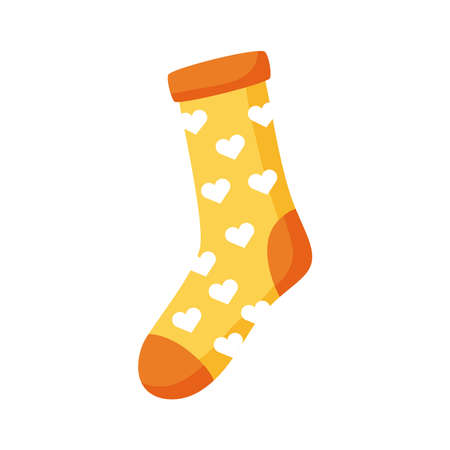 down syndrome sock with hearts flat style icon vector illustration designのイラスト素材