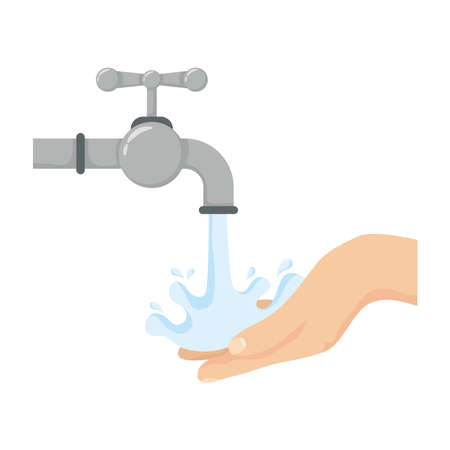 hands human washing with water and faucet vector illustration designのイラスト素材