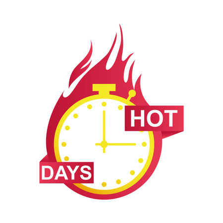 hot days sale countdown badge with chronometer vector illustration design