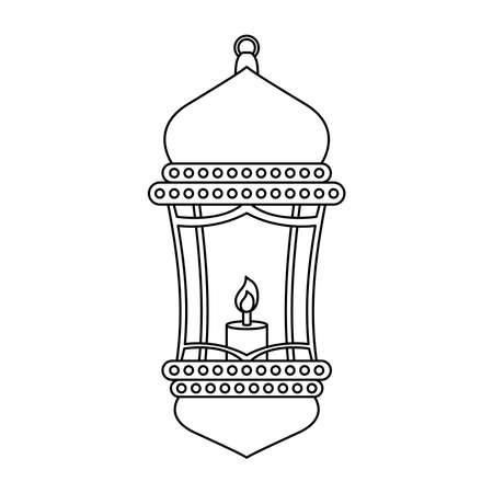 lamp and candle decoration line style vector illustration designのイラスト素材