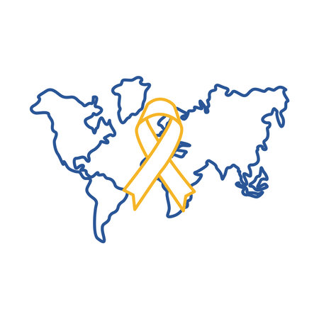 down syndrome campaign ribbon with earth maps line style icon vector illustration designのイラスト素材