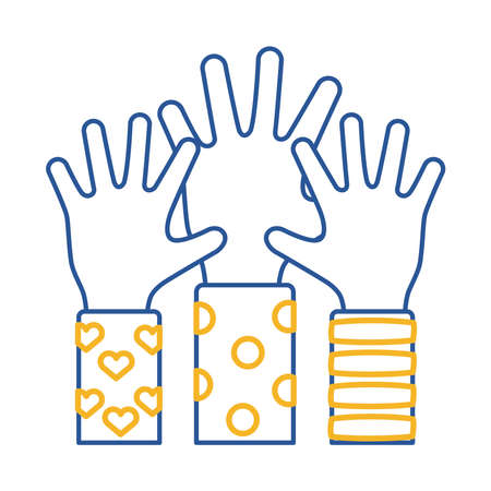 down syndrome hands up line style icon vector illustration designのイラスト素材