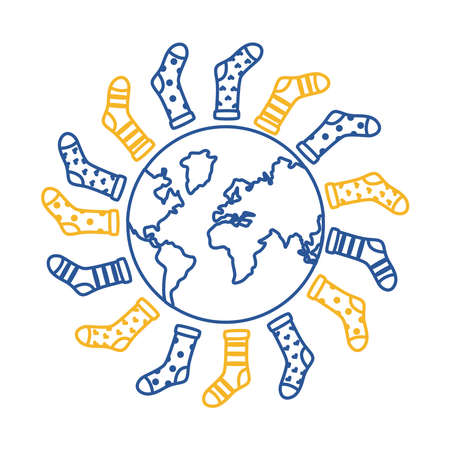 down syndrome socks around the world line style icon vector illustration designのイラスト素材