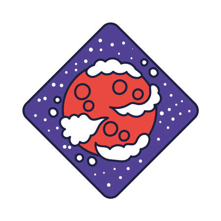 space diamond badge with mars planet line and fill style vector illustration designのイラスト素材