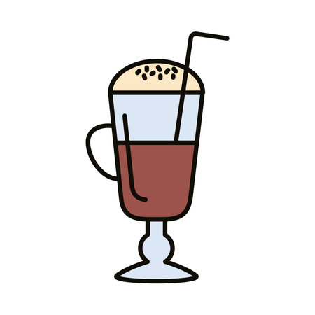iced coffee with straw beverage line and fill style icon vector illustration design