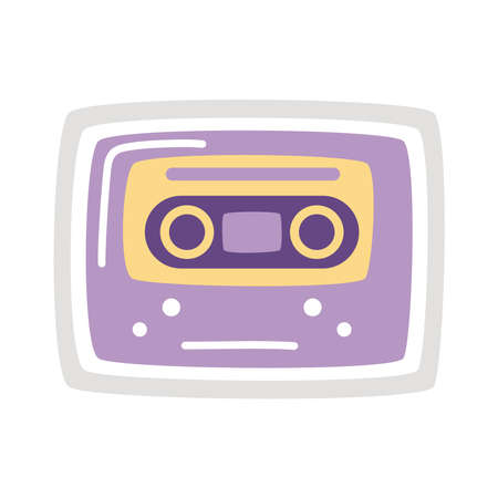 cassette sticker flat style icon vector illustration designのイラスト素材