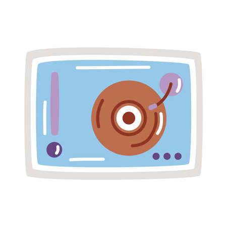 vinyl player sticker flat style icon vector illustration designのイラスト素材