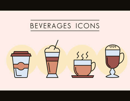set of coffee beverages icons vector illustration designのイラスト素材
