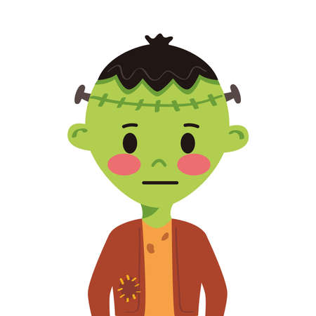 little boy with frankenstein disguise character vector illustration designのイラスト素材