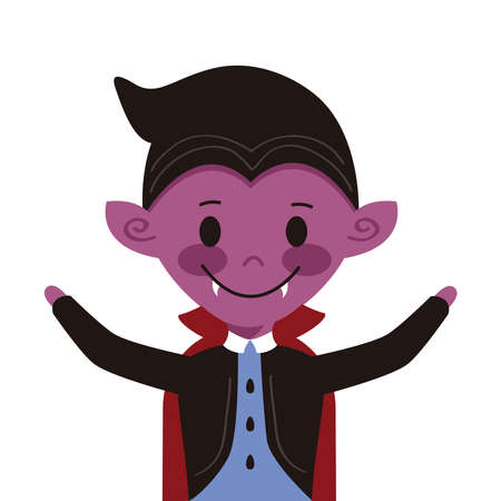 little boy with dracula disguise character vector illustration designのイラスト素材