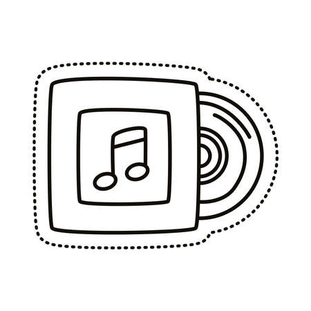 music compact disk sticker line style icon vector illustration designのイラスト素材