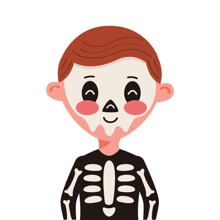 little boy with skeleton disguise character vector illustration designのイラスト素材