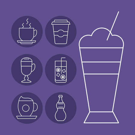 bundle of seven beverages set icons vector illustration designのイラスト素材