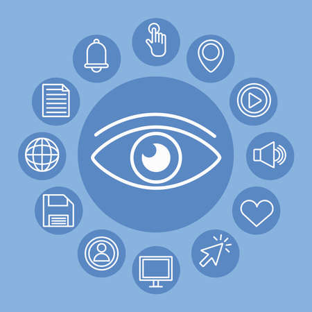eye with interface set line style icons vector illustration designのイラスト素材