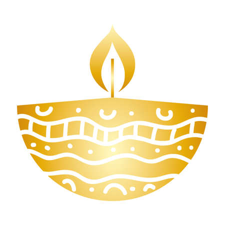 golden diwali candle decorative icon vector illustration designのイラスト素材