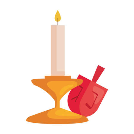 jewish dreidel toy luck with candle vector illustration designのイラスト素材