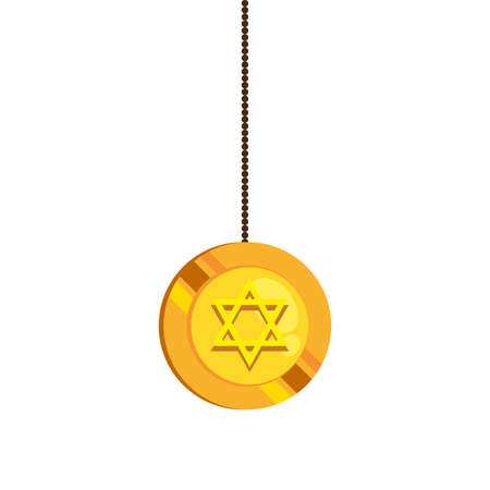 coin with jewish golden star hanukkah hanging vector illustration designのイラスト素材