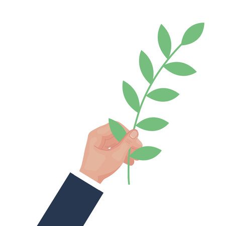 hand lifting branch with leafs plant icon vector illustration design