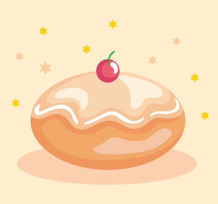 Happy hanukkah sufganiot design, holiday celebration judaism religion festival traditional and culture theme Vector illustrationのイラスト素材