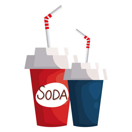 soda mugs with straw design of drink everage liquid and refreshment theme Vector illustrationのイラスト素材