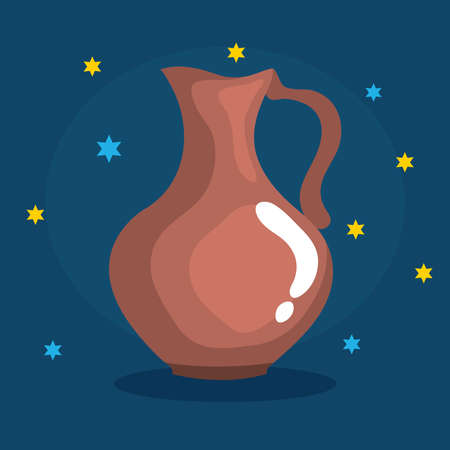 Happy hanukkah oil pitcher design, holiday celebration judaism religion festival traditional and culture theme Vector illustrationのイラスト素材