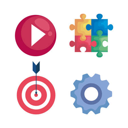 play puzzle target and gear design, Digital marketing ecommerce theme Vector illustrationのイラスト素材