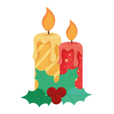 happy merry christmas candle decoration vector illustration designのイラスト素材
