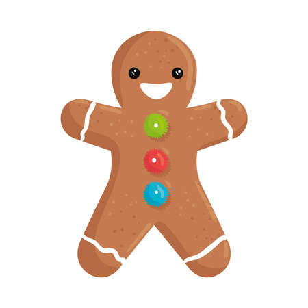 happy merry christmas ginger man cookie character vector illustration designのイラスト素材