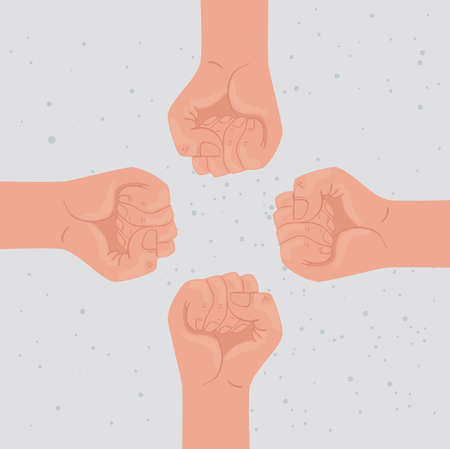 international human rights poster with hands fist around vector illustration designのイラスト素材