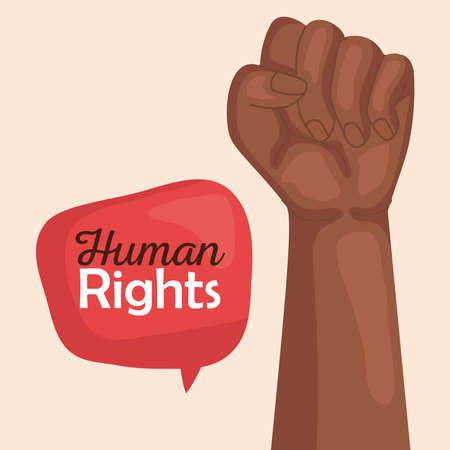 Human rights with black fist up and bubble design, Manifestation protest and demonstration theme Vector illustrationのイラスト素材