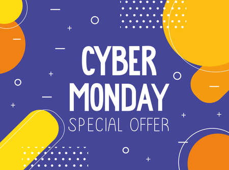 cyber monday lettering in abstract background vector illustration designのイラスト素材