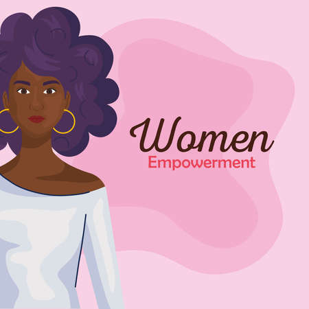 women empowerment with black woman cartoon from side design of female power feminism and rights theme Vector illustrationのイラスト素材