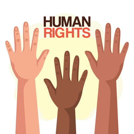 Human rights with diversity hands up design, Manifestation protest and demonstration theme Vector illustrationのイラスト素材