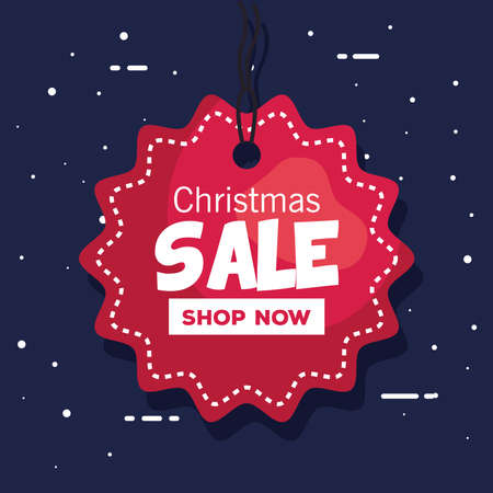 merry christmas offer sale label design, winter season and decoration theme Vector illustrationのイラスト素材