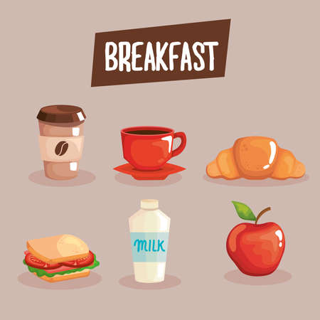 Breakfast icon set design, food meal and fresh theme Vector illustrationのイラスト素材