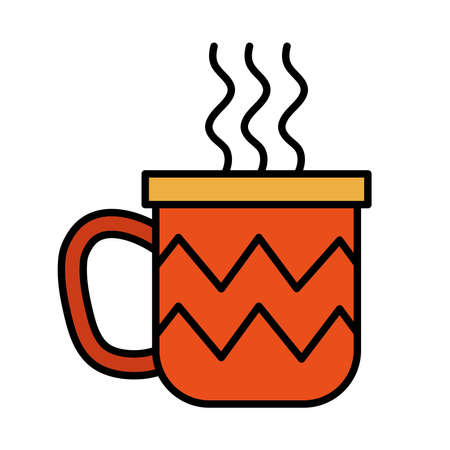 mug with drink hot line and fill style iconのイラスト素材