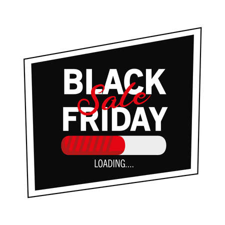 black friday sale red lettering in square frame vector illustration designのイラスト素材
