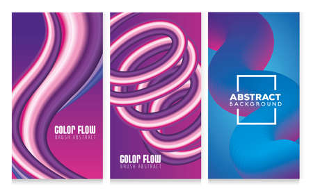 three color flow posters in blue and purple backgrounds vector illustration designのイラスト素材