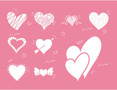 bundle of hearts love silhouette style icons vector illustration designのイラスト素材