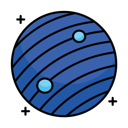 planet with two satellites orbiting line and fill style icon vector illustration designのイラスト素材