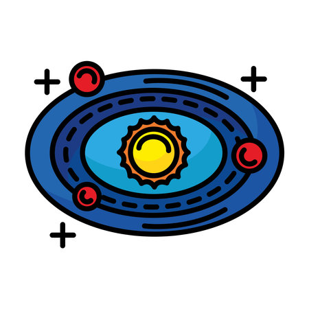 sun and planets around line and fill style icon vector illustration designのイラスト素材