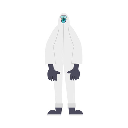 worker wearing biohazard suit character vector illustration designのイラスト素材