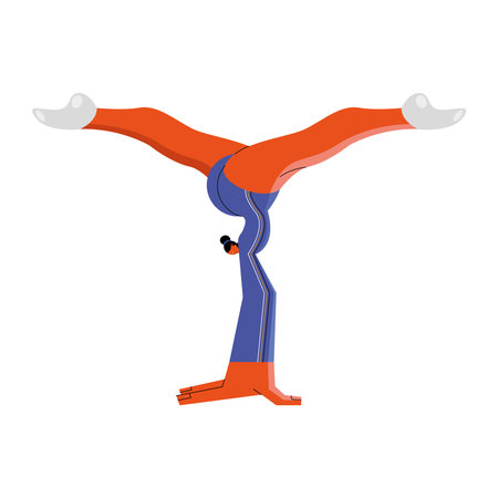 athlete practicing gymnastics sport character vector illustration design