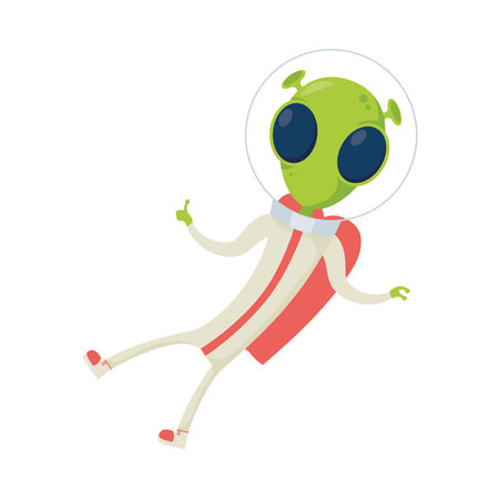 alien comic character with helmet isolated icon vector illustration designのイラスト素材