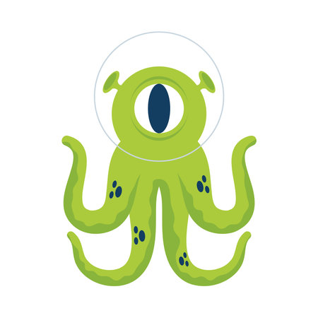 alien comic character with tentacles isolated icon vector illustration design