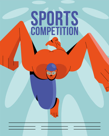 athlete swiming practicing sport character vector illustration designのイラスト素材